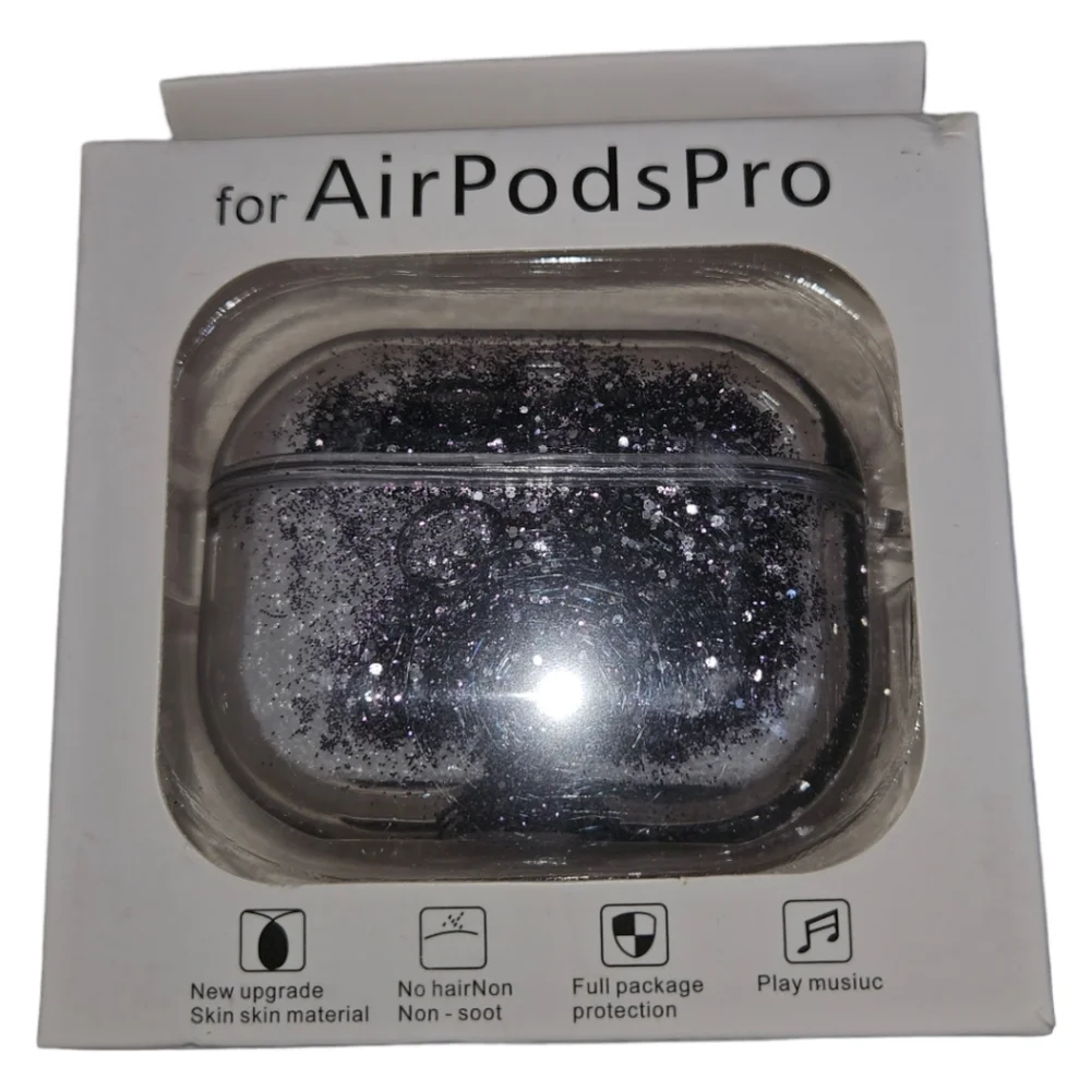 Apple Silver/Purple/Black Glitter Liquid Movement Airpod Pro Case Protector